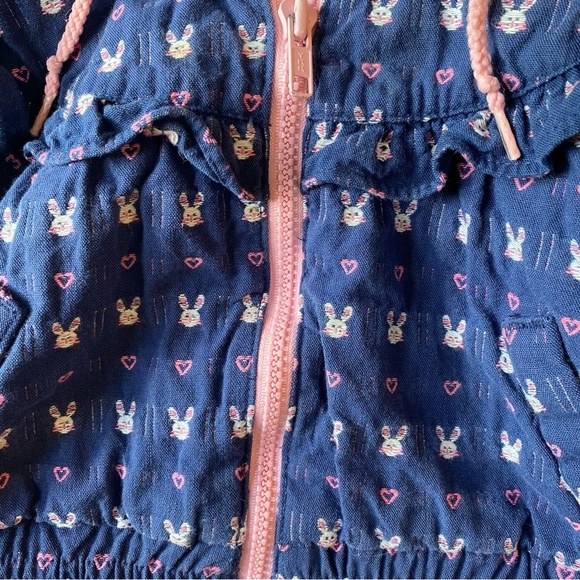 Vintage 90s OshKosh B'gosh Girls Blue Jacket 24 Months - Bunny Hearts - Picture 3 of 11